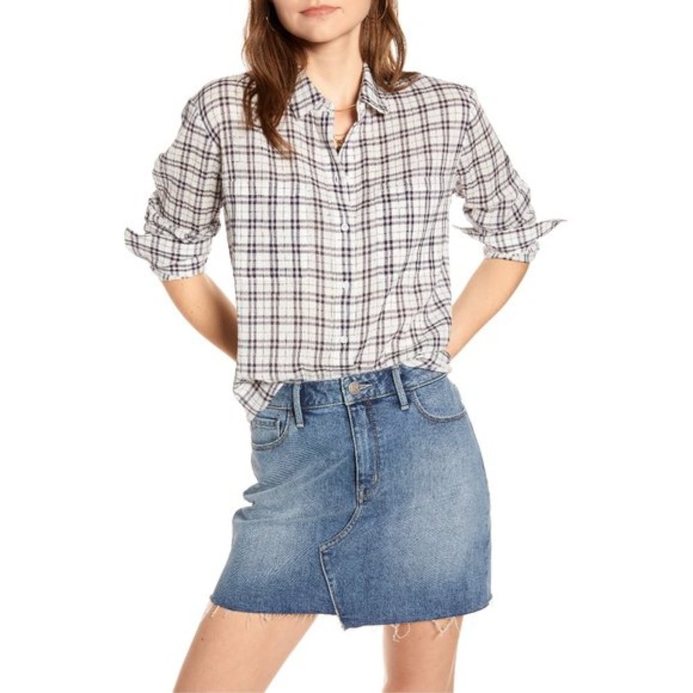NWT Nordstrom Treasure Bond Plaid Button Up Shirt